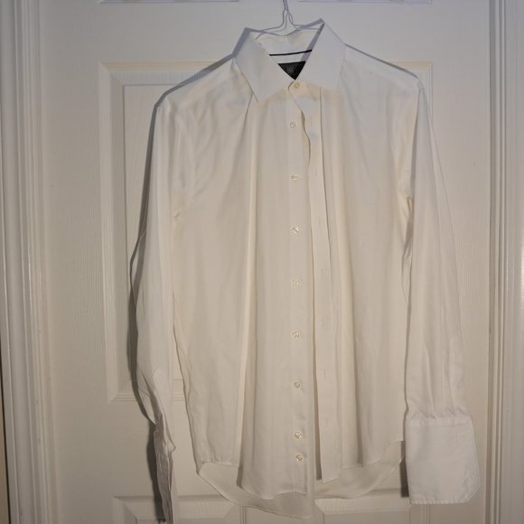 M&S Collection Mens Regular Fit Pure Cotton Solid Dress Shirt in White Size 15.5 - Picture 2 of 4